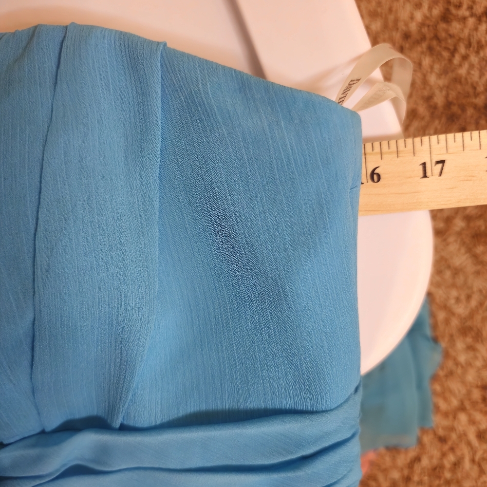 David's Bridal Strapless Blue Chiffon Bridesmaid Dress Size 8 - Picture 5 of 6